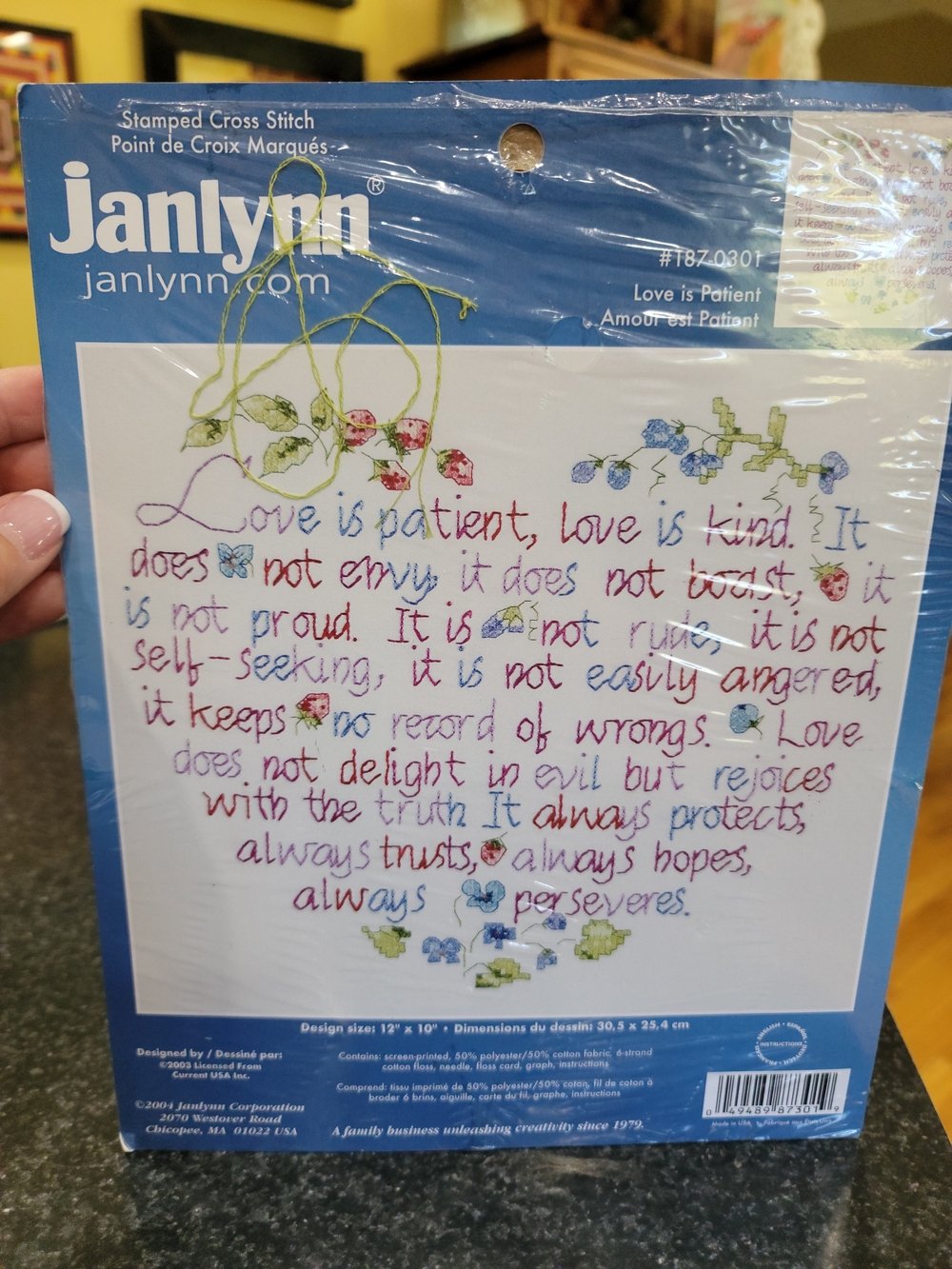 Janlynn 'Love Is Patient' Multicolor Stamped Cross Stitch Kit